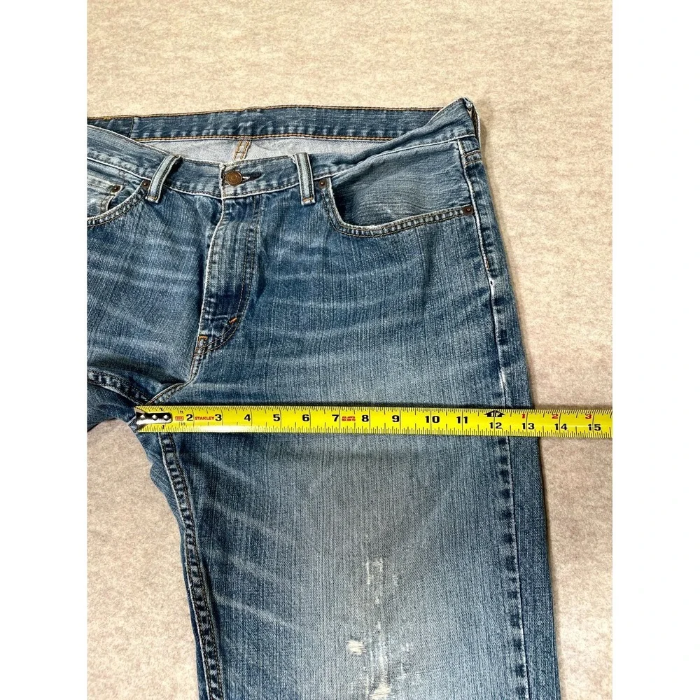 Levi's 559 Authentic Straight‎ Leg Jeans Mens 36x34 Blue Whiskering Distressed